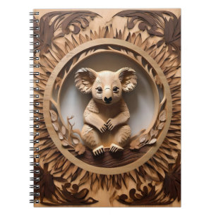 Australian Koala Bear Wood Carving,  Notebook