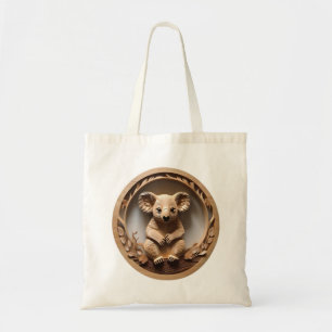 Australian Koala Bear Wood Carving,  Tote Bag