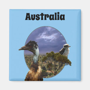 Australian Kookaburra And Emu, Fridge Magnet