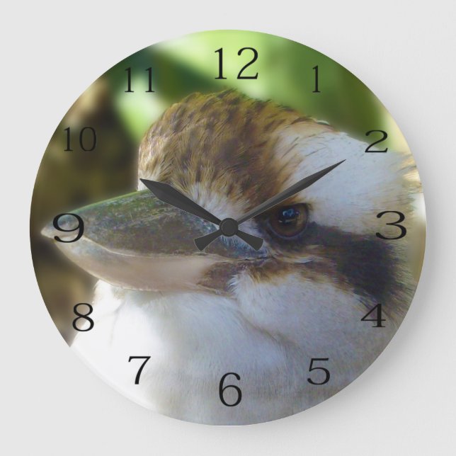 Australian Kookaburra Close Up,   Large Clock (Front)