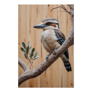 Australian Kookaburra in a Tree Wildlife Art Poster