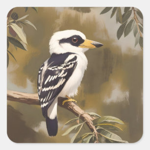 Australian Kookaburra Painting, Square Sticker