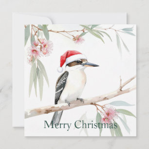 Australian Kookaburra Santa hat Merry Christmas Holiday Card