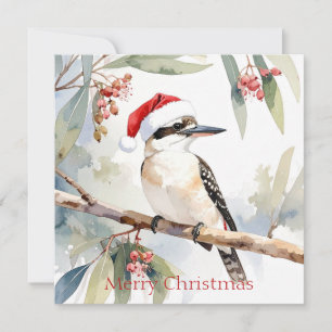 Australian Kookaburra Santa hat Merry Christmas Holiday Card