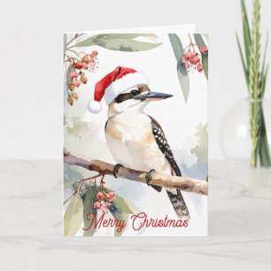Australian Kookaburra Santa hat Merry Christmas Holiday Card