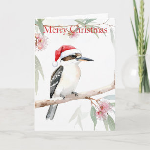 Australian Kookaburra Santa hat Merry Christmas Holiday Card