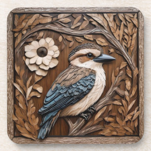 Australian Kookaburra Wood Art Print, Coaster