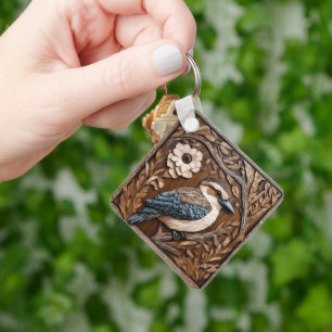 Australian Kookaburra Wood Art Print, Key Ring