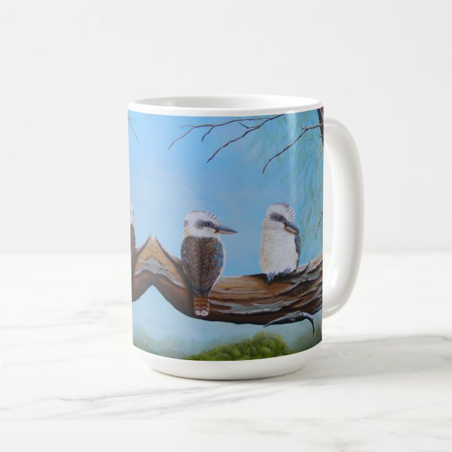 Australian Kookaburras Birds Wildlife Painting Coffee Mug (Front Right)