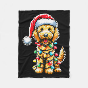 Australian Labradoodle Christmas Tree Xmas Santa L Fleece Blanket