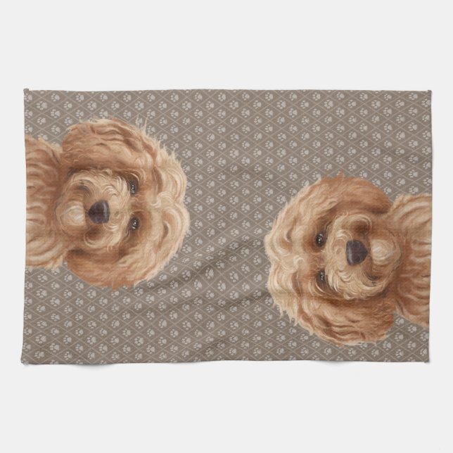 Australian Labradoodle Goldendoodle  Beige Tea Towel (Horizontal)