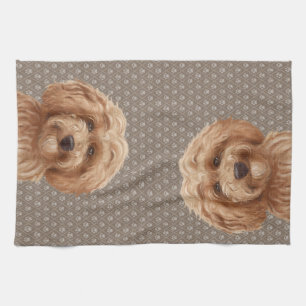 Australian Labradoodle Goldendoodle  Beige Tea Towel