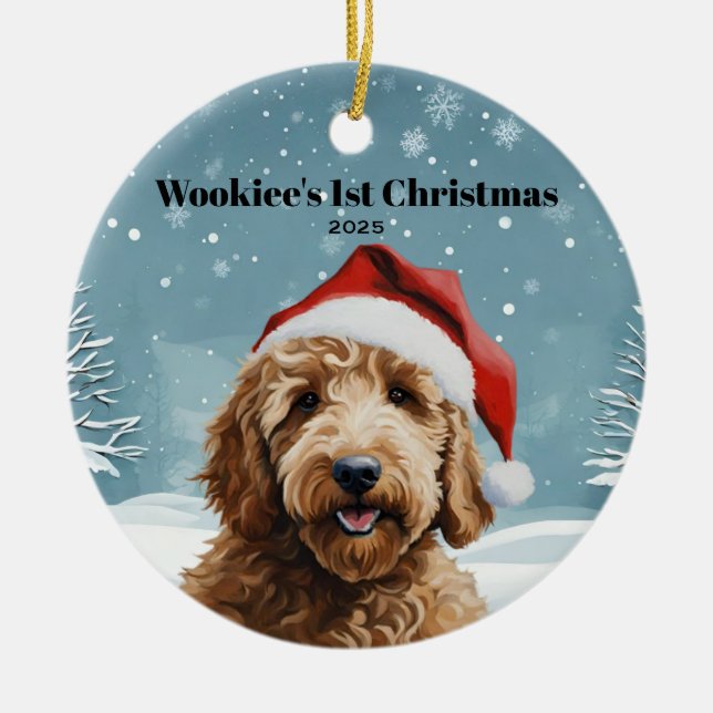 Australian Labradoodle Holiday Ceramic Tree Decoration (Front)
