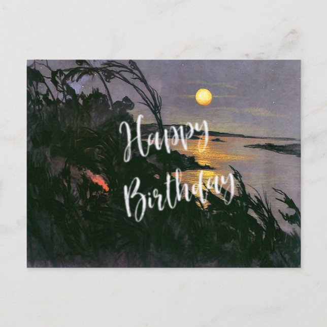 Australian landscape with Full Moon-Happy Birthday Postcard (Front)
