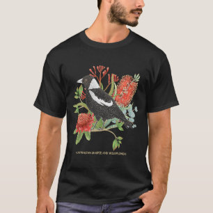 Australian Magpie and Wildflowers T-Shirt