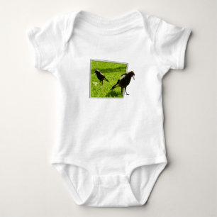 Australian Magpie Bird Popout Art, Baby Bodysuit