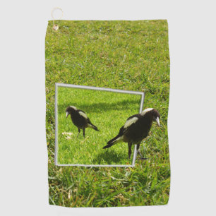 Australian Magpie Bird Popout Art, Golf Towel