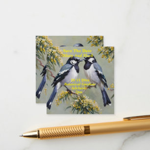 Australian Magpies Oil Paint, Save The Date, Enclosure Card