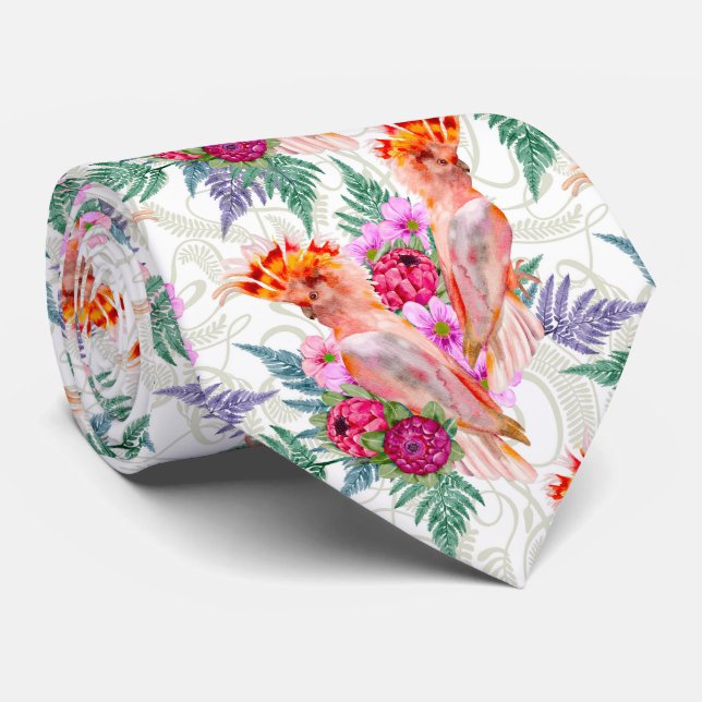 Australian Major Mitchell Cockatoo Tie (Rolled)