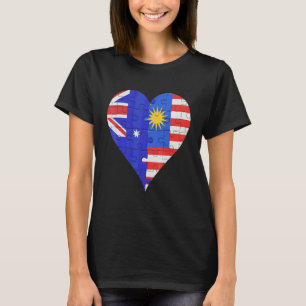 Australian Malaysian Flag Heart T-Shirt