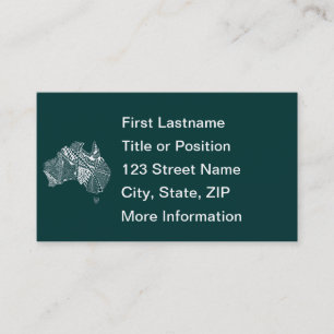 Australian Map Art - Choose Your Colour Business Card