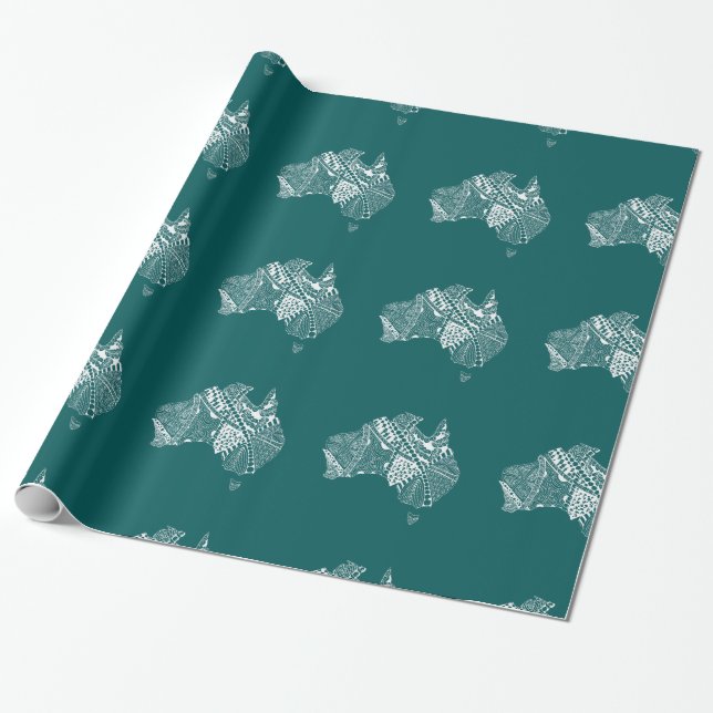 Australian Map Art - Choose Your Colour Wrapping Paper (Unrolled)