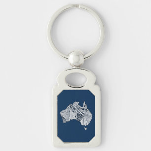 Australian Map Art Key Ring