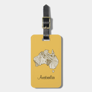Australian Map Art Luggage Tag