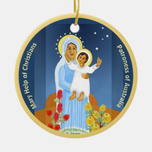 Australian Mary and Jesus Ceramic Tree Decoration