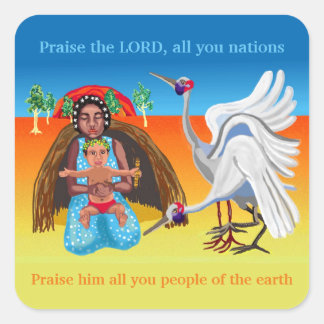 Australian Mary and Jesus Square Sticker