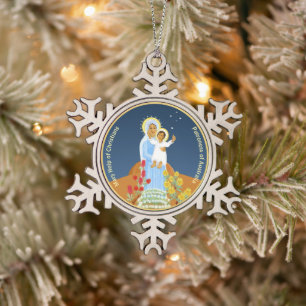 Australian Mary Help of Christians Snowflake Pewter Christmas Ornament