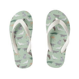Australian Native Animals Eucalyptus Green Pattern Kid's Flip Flops