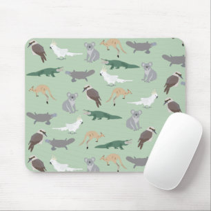 Australian Native Animals Eucalyptus Green Pattern Mouse Mat