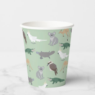 Australian Native Animals Eucalyptus Green Pattern Paper Cups