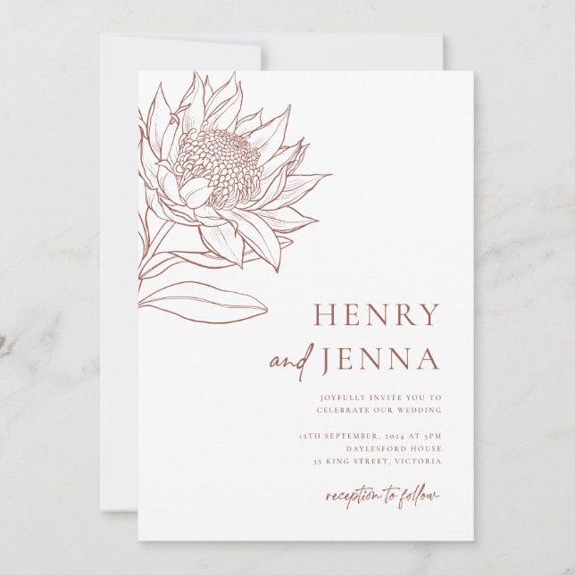 Australian Native Botanicals Waratah Protea Invitation (Front)