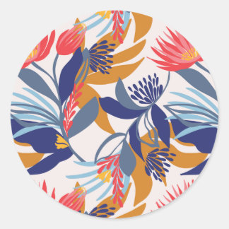 Australian native floral on a cream base classic round sticker