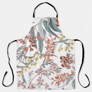 Australian native flowers. Seamless pattern black  Apron