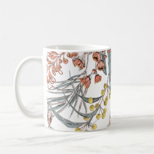 Australian native flowers. Seamless pattern black  Coffee Mug