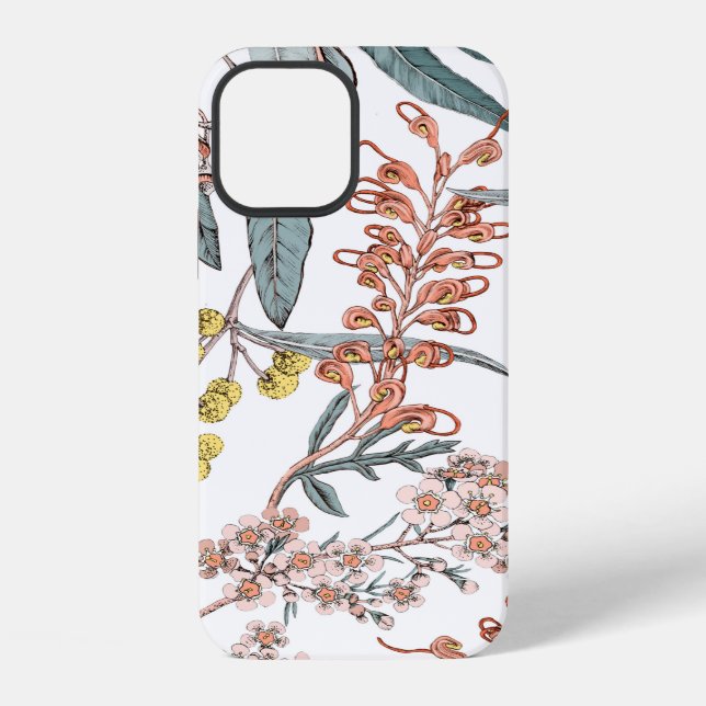 Australian native flowers. Seamless pattern black  iPhone Case (Back)