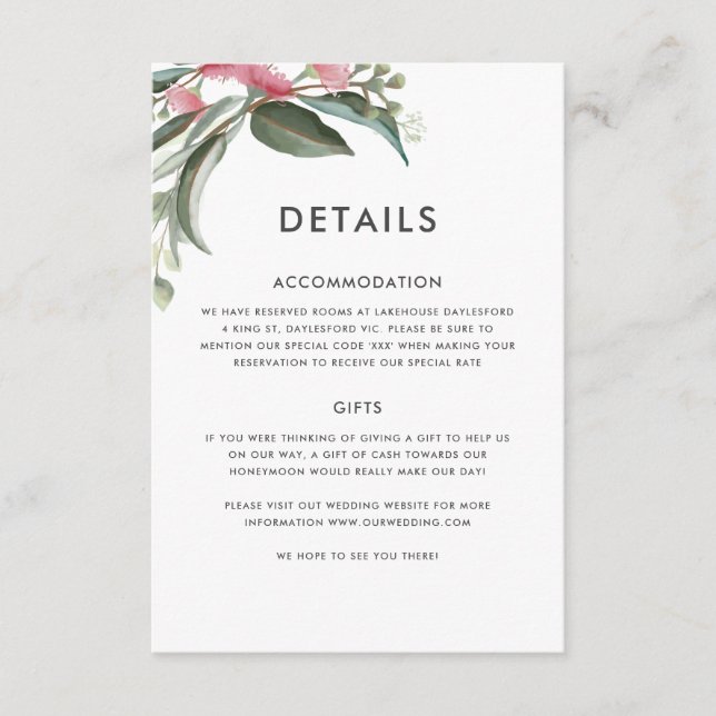 Australian Native Gum Leaf Details Card (Front)