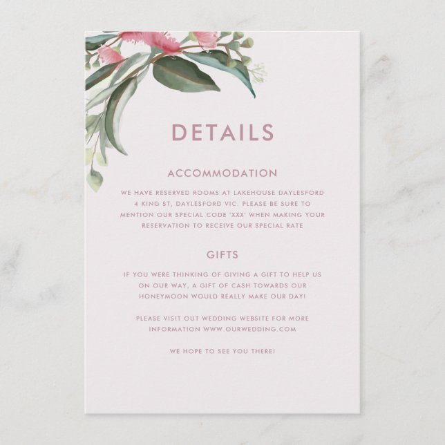 Australian Native Gum Leaf Wedding Invitation (Front)