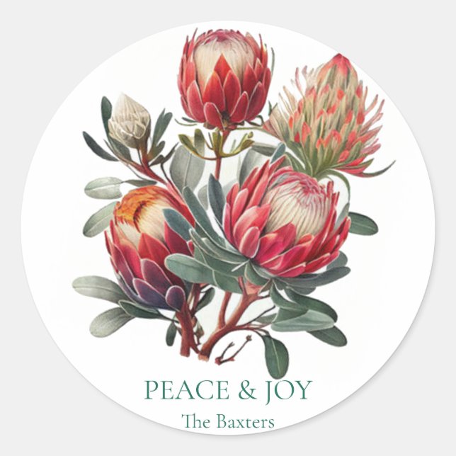 Australian Native Protea Christmas Gift Sticker (Front)