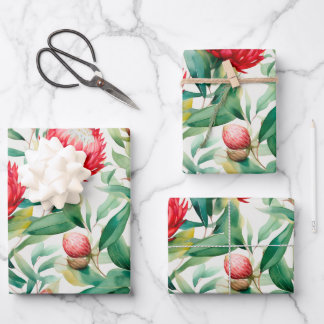 Australian Native Protea Flower Wrapping Paper Sheet
