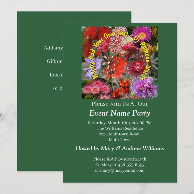 Australian Native Wild Flowers Invitation (Front/Back)