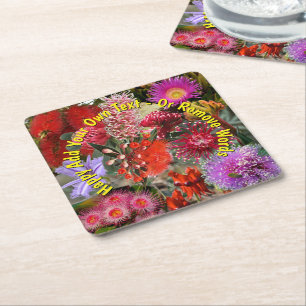 Australian Native Wild Flowers Square Paper Coaster