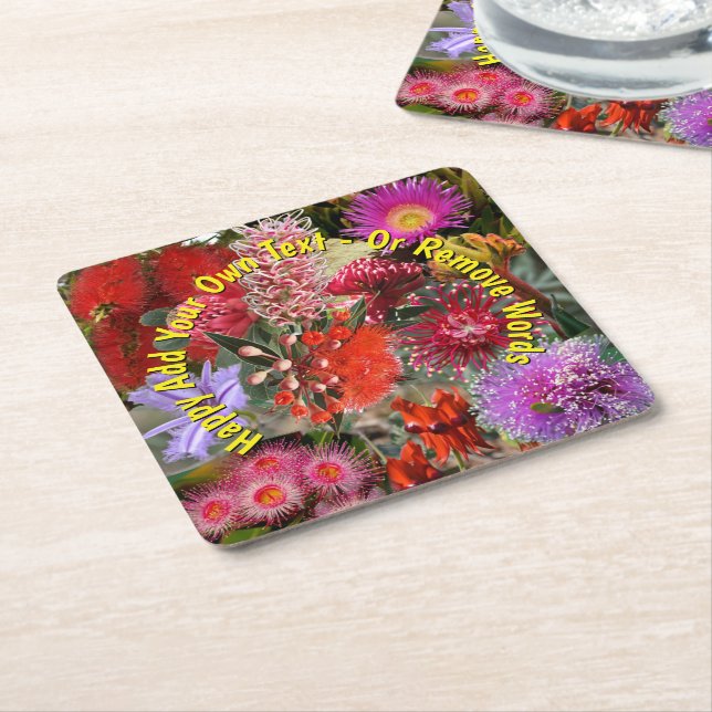 Australian Native Wild Flowers Square Paper Coaster (Angled)