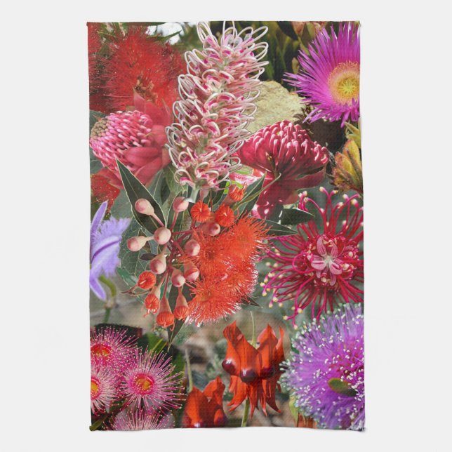 Australian Native Wild Flowers tea / Tea Towel (Vertical)
