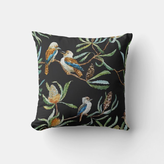 Australian nature pillow (Black) (Front)