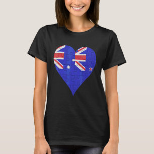 Australian New Zealander Flag Heart T-Shirt
