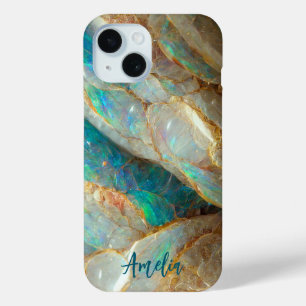 Australian Opal Stone Texture Luxury Personalised iPhone 15 Case